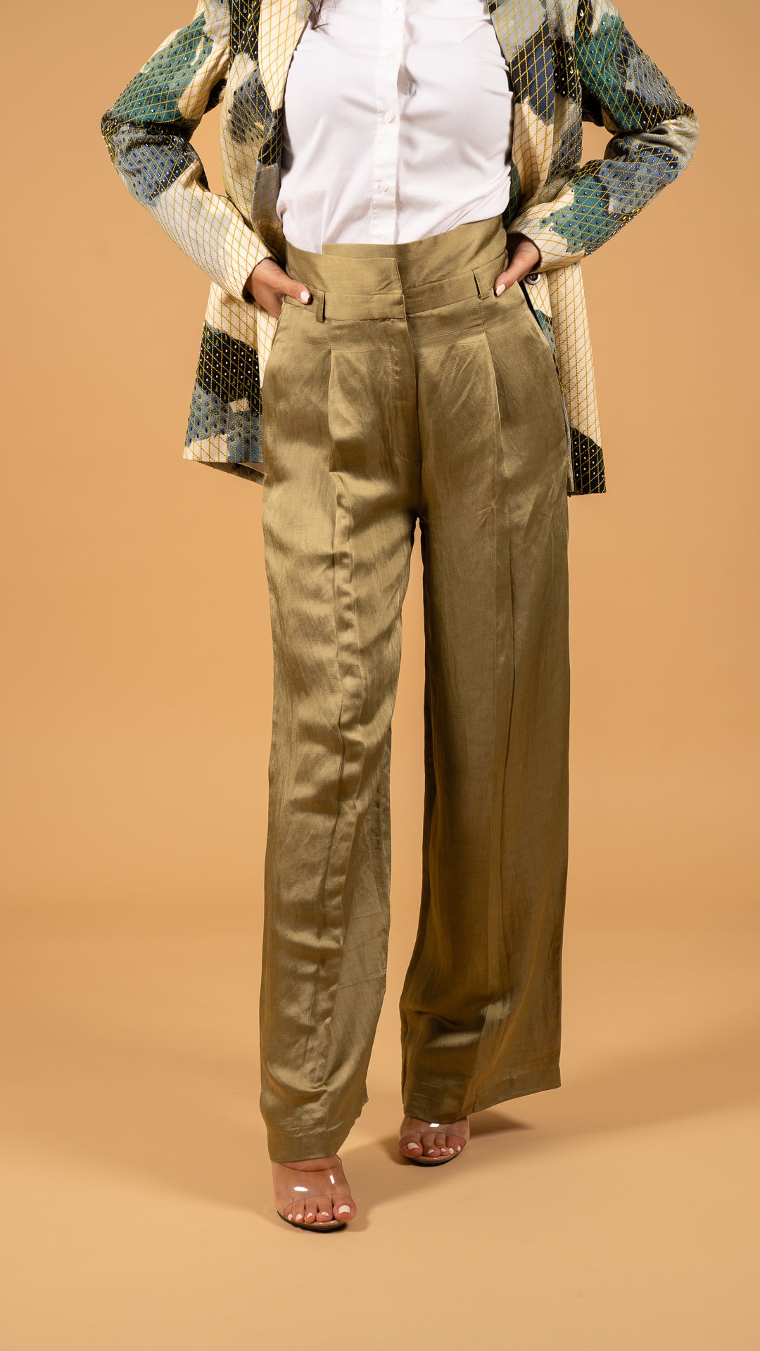 Coffee Overlap Trouser / Green بنطرون