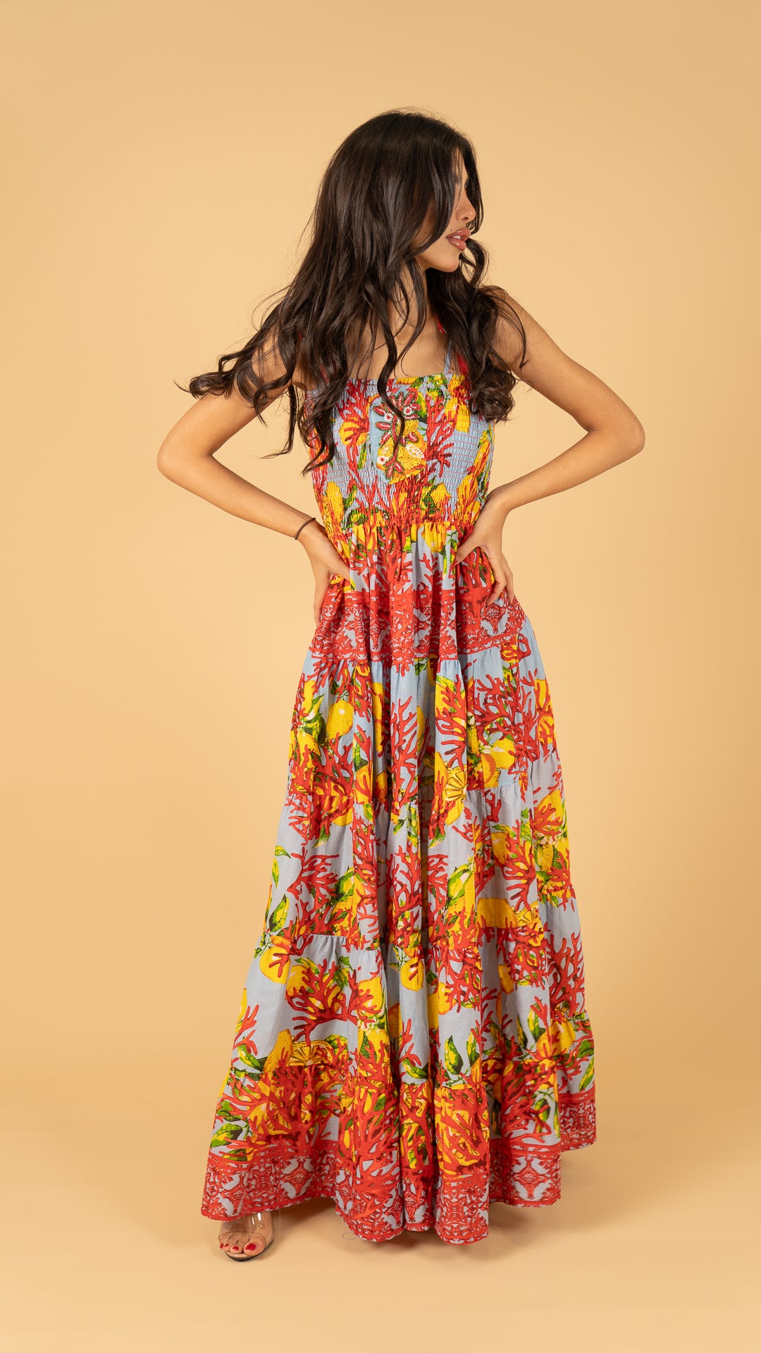 Gray Long Summer Dress نفنوف