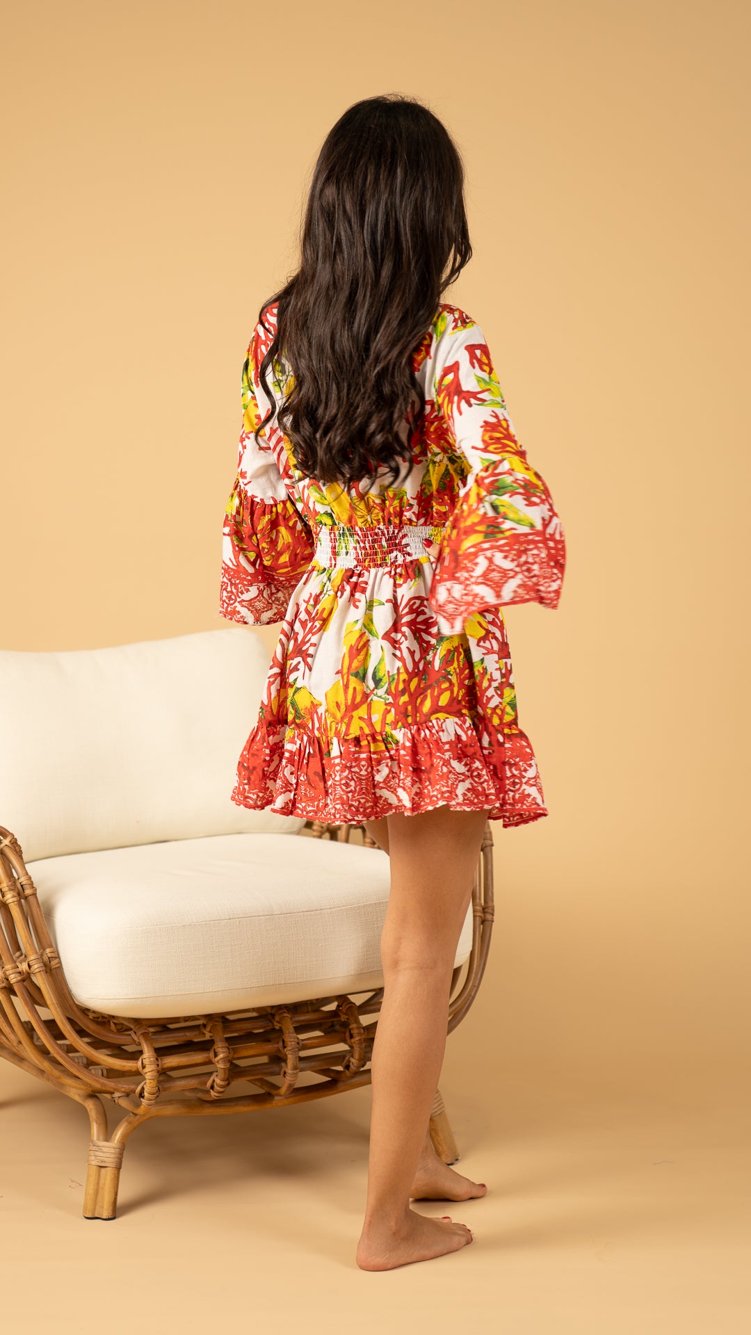 Red Summer Dress نفنوف / Long Sleeve