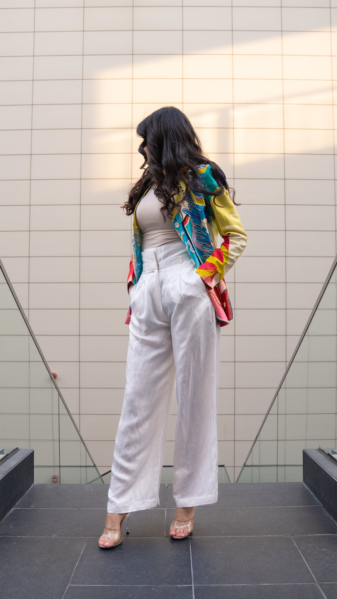 Coffee Overlap trouser / off white بنطرون