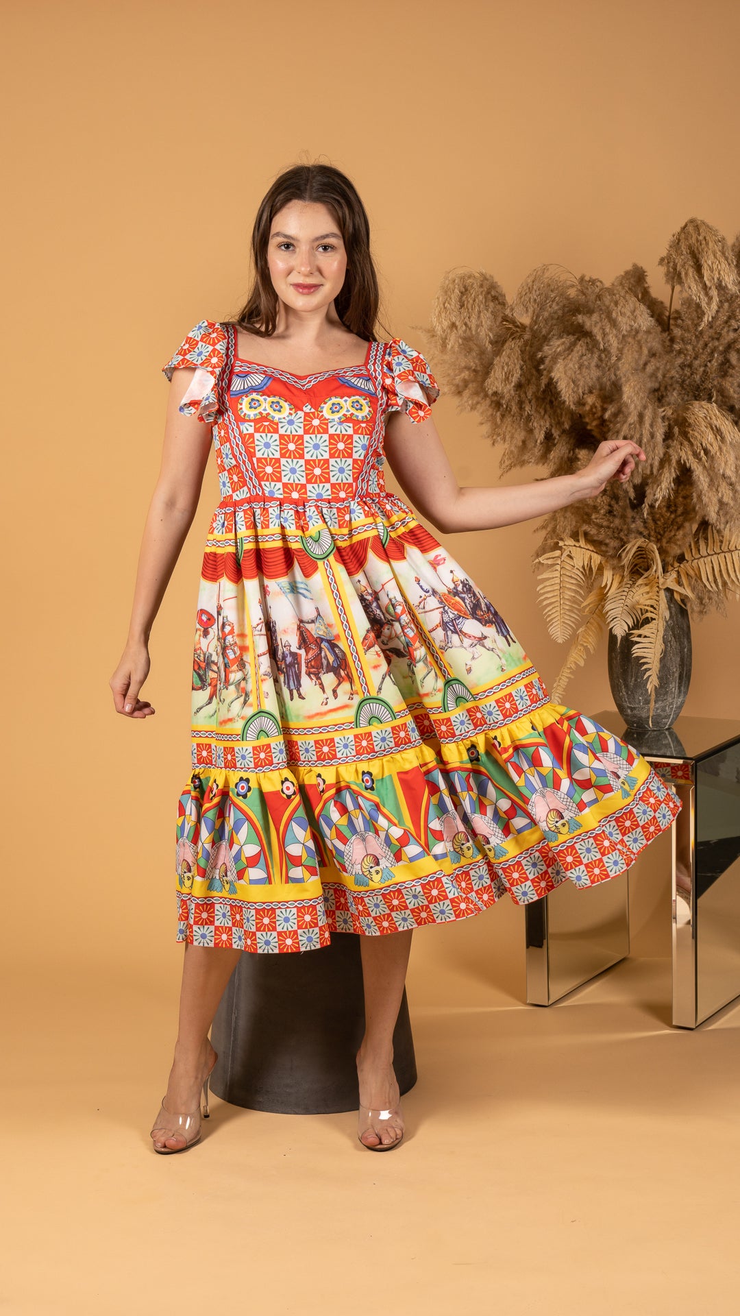 Sleeve horse midi dress