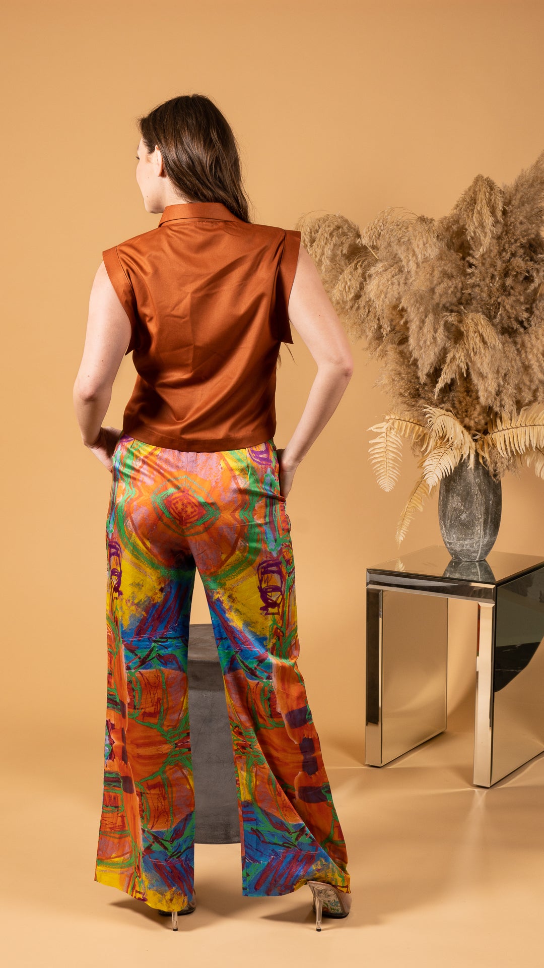 Rust Cropped Shirt (SET) توب