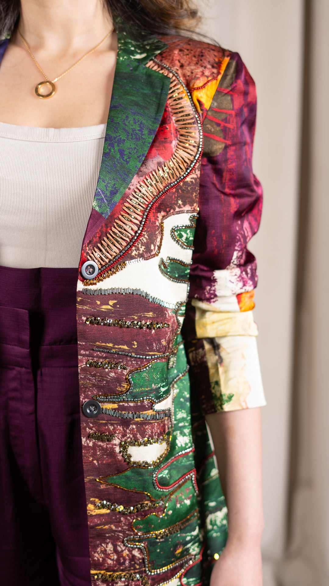 Maroon EMB Blazer جاكيت