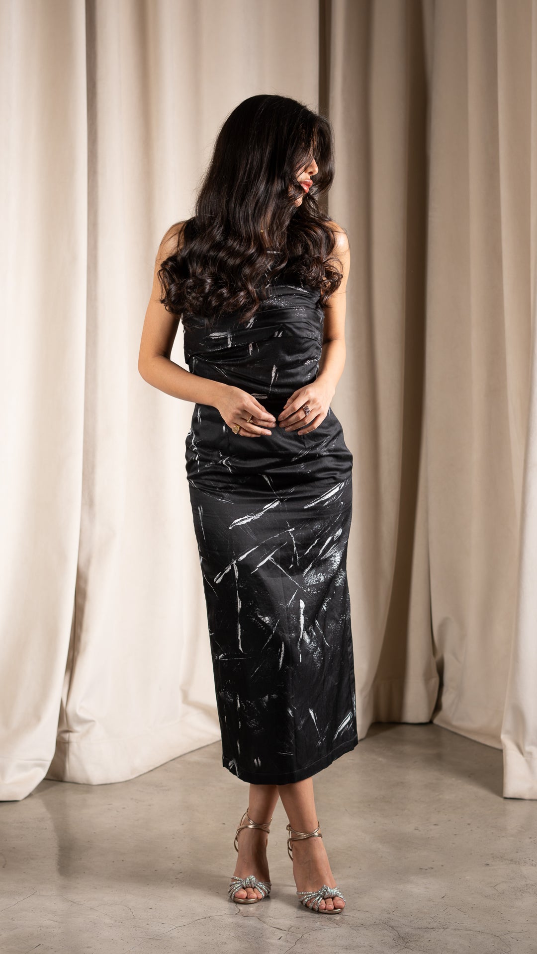 Black Foldover Dress نفنوف