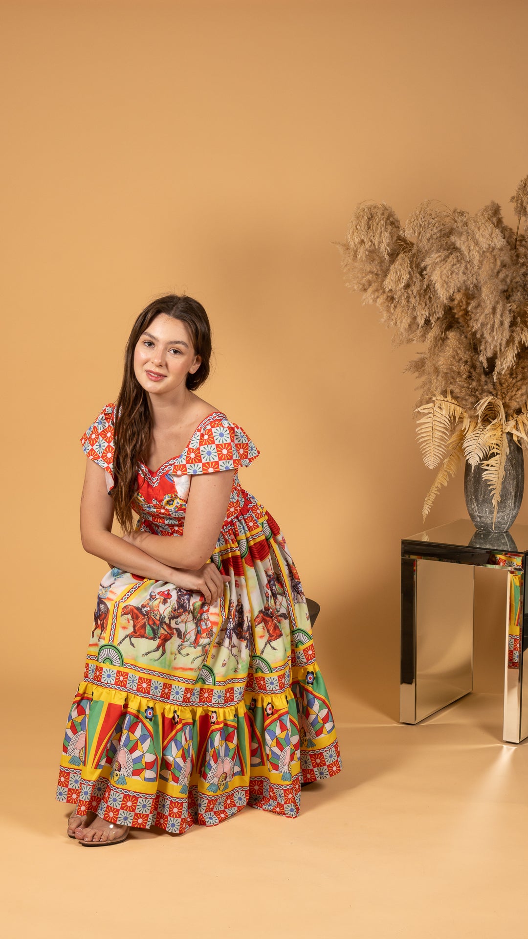 Sleeve horse midi dress