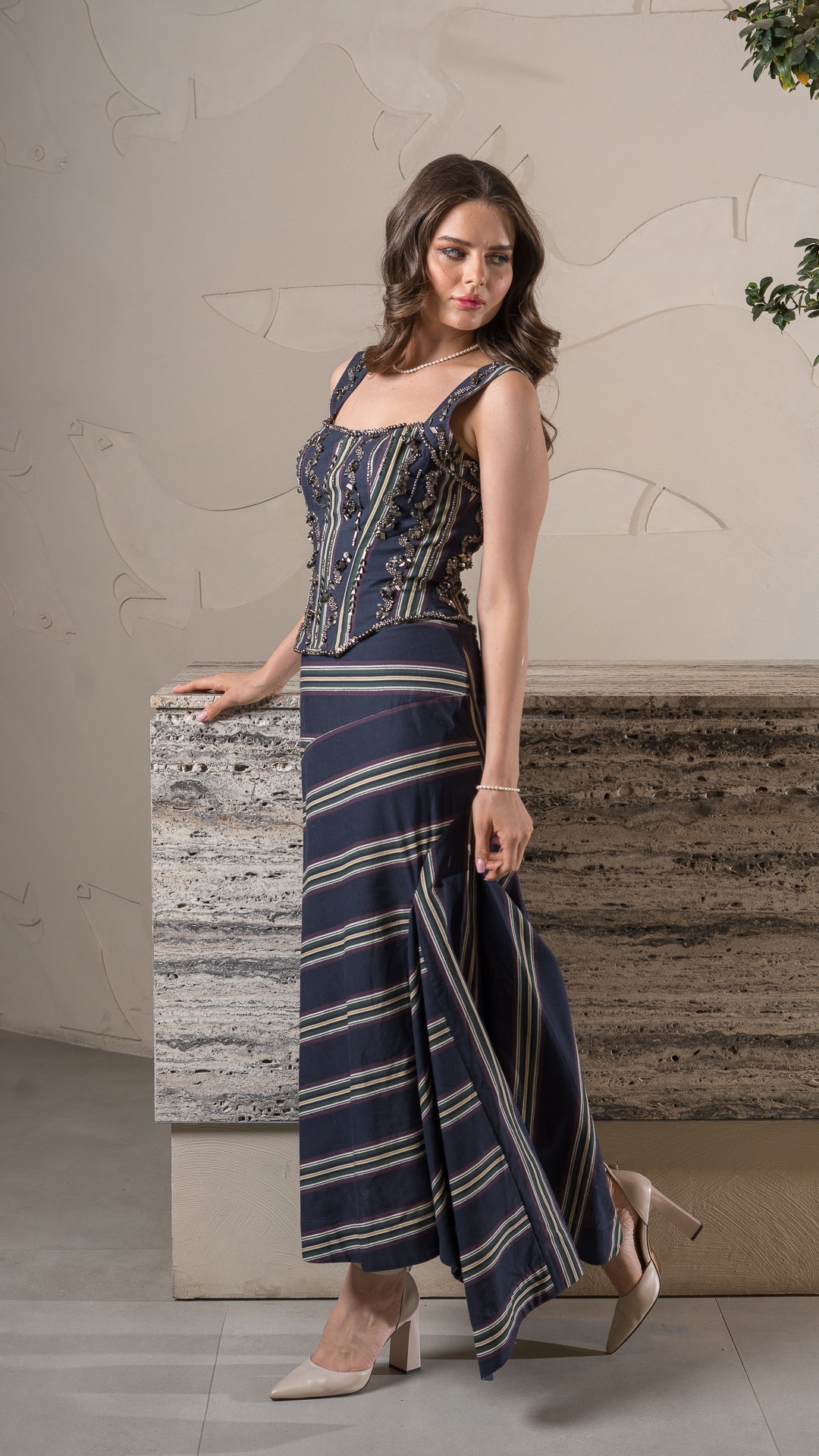 Navy Road EMB Corset