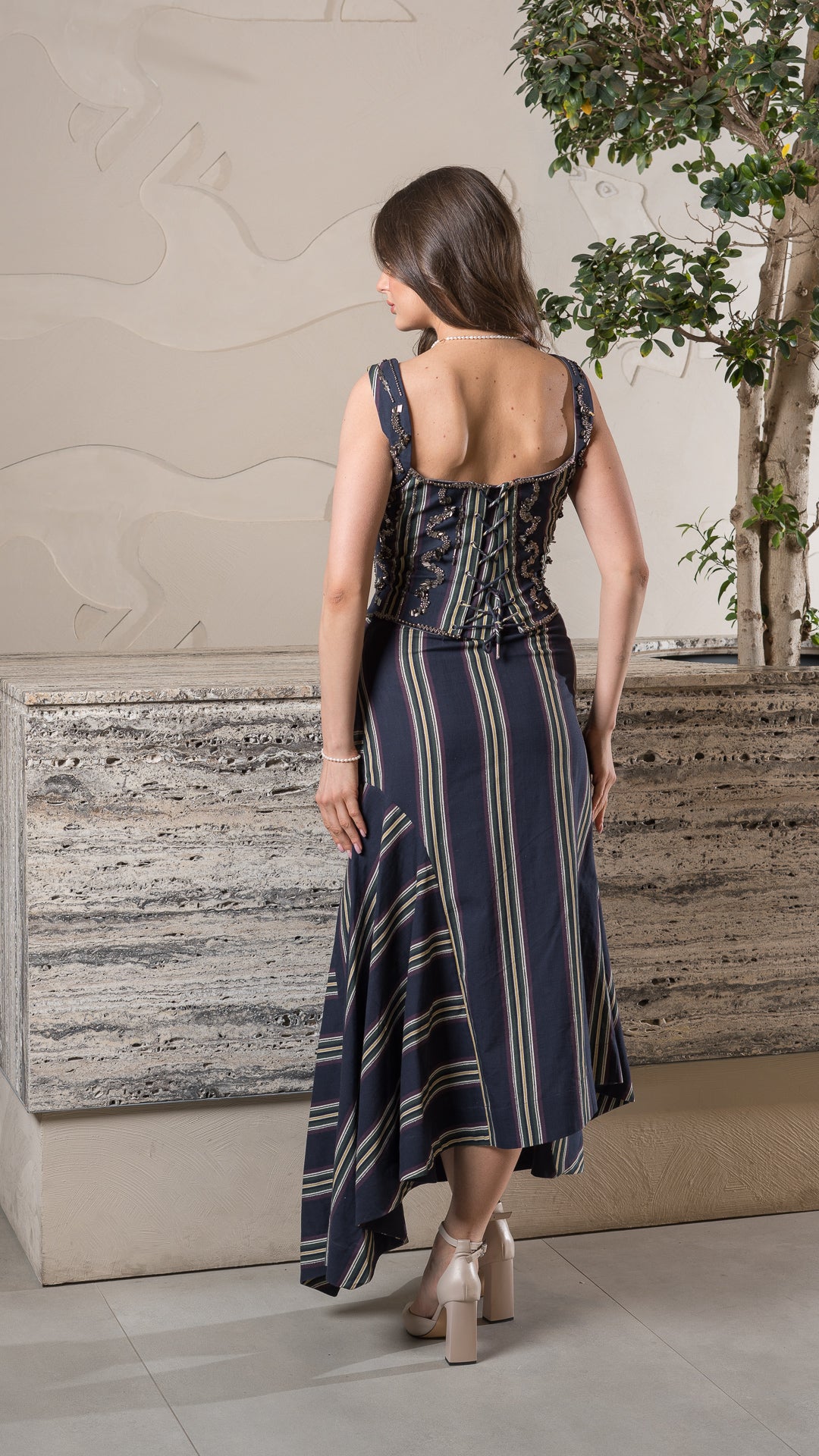 Navy Road EMB Corset