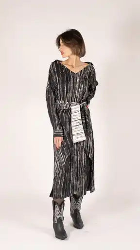 Silver Line Tie up Dress