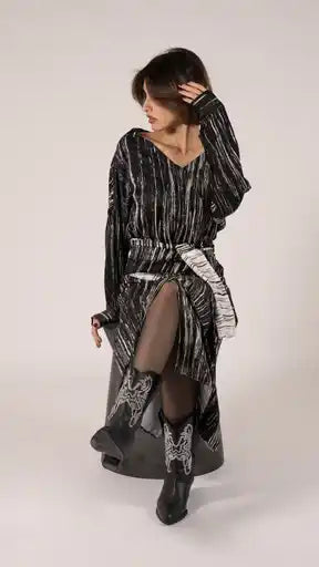 Silver Line Tie up Dress