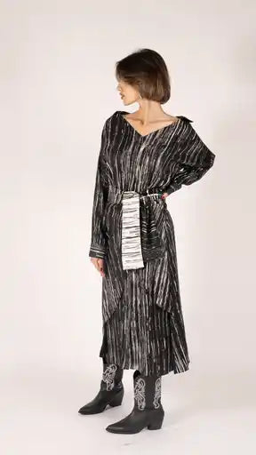 Silver Line Tie up Dress